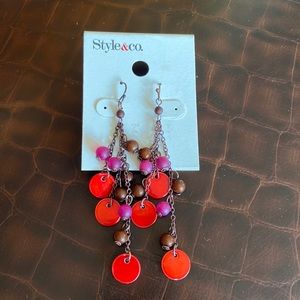 NEW Style&Co Multi Beaded Drop Earrings